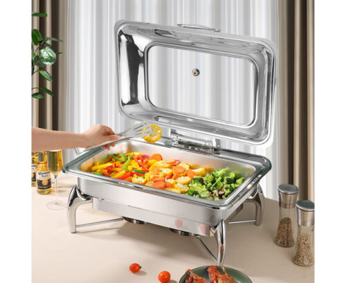2x Stainless Steel Chafing Dish Tray Buffet Cater Food Warmer Chafer with Top Lid - Image 5