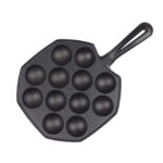 18CM Cast Iron Takoyaki Fry Pan Octopus Balls Maker 12 Hole Cavities Grill Mold