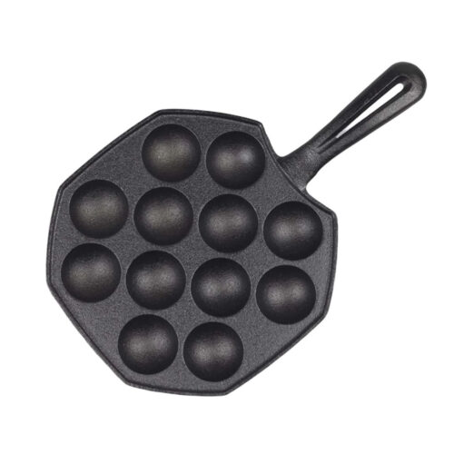 18CM Cast Iron Takoyaki Fry Pan Octopus Balls Maker 12 Hole Cavities Grill Mold