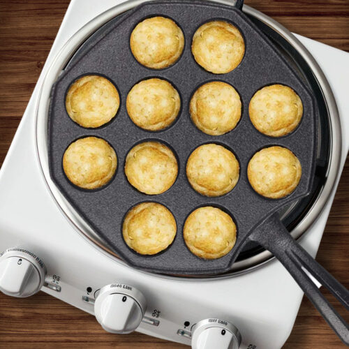 18CM Cast Iron Takoyaki Fry Pan Octopus Balls Maker 12 Hole Cavities Grill Mold - Image 6
