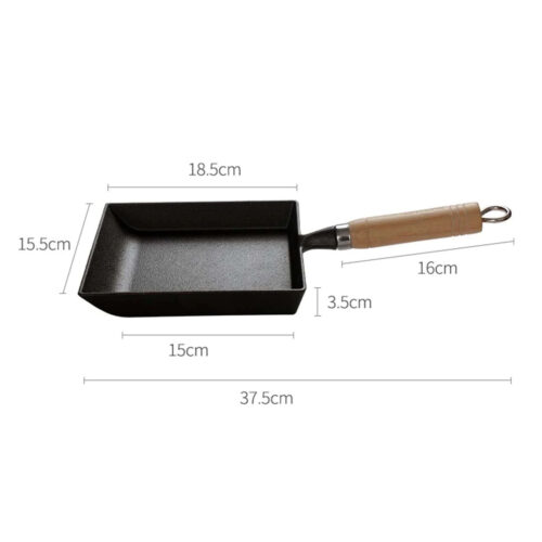 Cast Iron Tamagoyaki Japanese Omelette Egg Frying Skillet Fry Pan Wooden Handle - Image 6