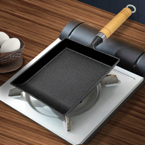 Cast Iron Tamagoyaki Japanese Omelette Egg Frying Skillet Fry Pan Wooden Handle - Image 7