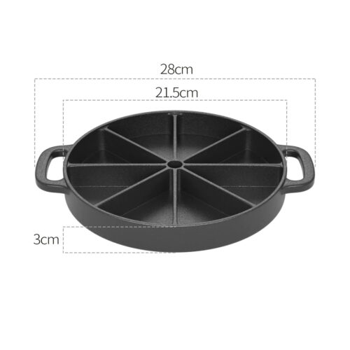 21.5CM Round Cast Iron Baking Wedge Pan Cornbread Cake 8-Slice Baking Dish with Handle - Image 6