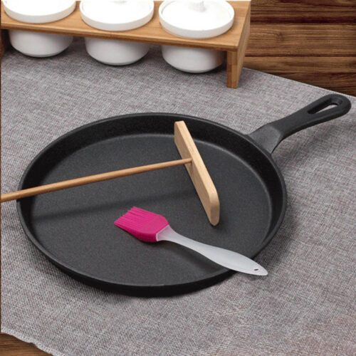 26cm Round Cast Iron Frying Pan Skillet Griddle Sizzle Platter - Image 8