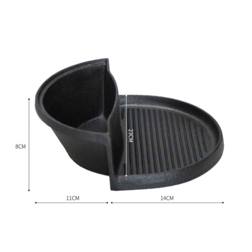 2 in 1 Cast Iron Ribbed Fry Pan Skillet Griddle BBQ Steamboat Hot Pot - Image 5