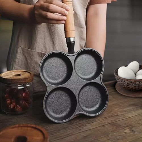 4 Mold Multi-Portion Cast Iron Breakfast Fried Egg Pancake Omelet Fry Pan - Image 3