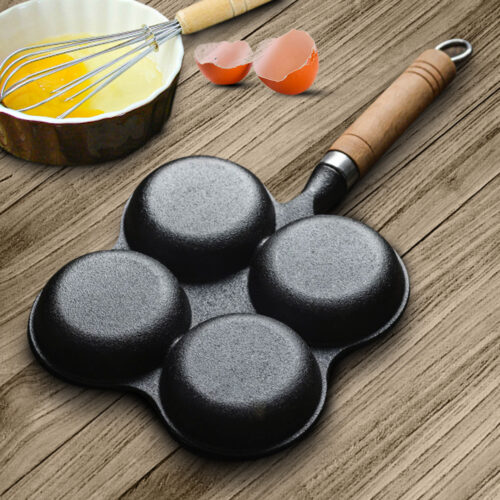 4 Mold Multi-Portion Cast Iron Breakfast Fried Egg Pancake Omelet Fry Pan - Image 4