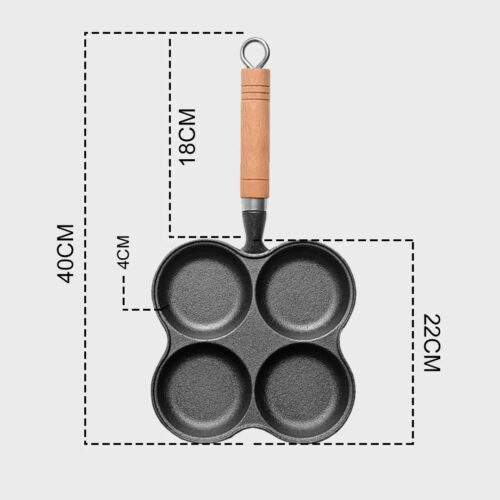 4 Mold Multi-Portion Cast Iron Breakfast Fried Egg Pancake Omelet Fry Pan - Image 5