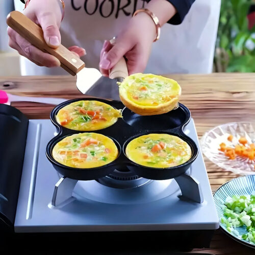 4 Mold Multi-Portion Cast Iron Breakfast Fried Egg Pancake Omelet Fry Pan - Image 7