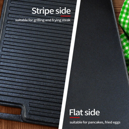45cm Cast Iron Portable Fry BBQ Grill Plate Cooking Pan Tray with Handle - Image 9