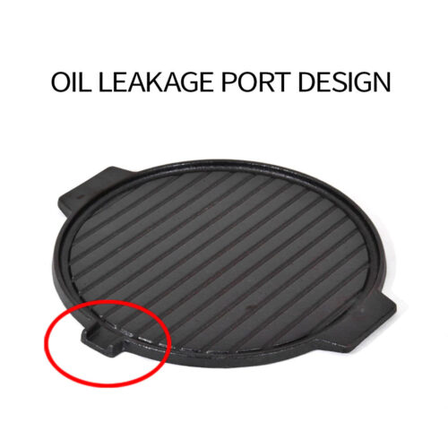 30CM Round Cast Iron Korean BBQ Grill Plate with Handles Drip Lip - Image 9