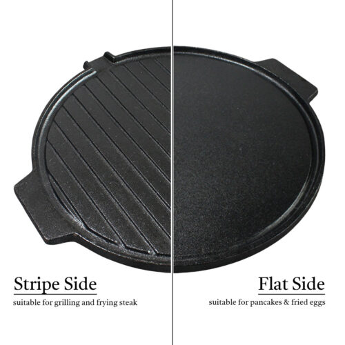 30CM Round Cast Iron Korean BBQ Grill Plate with Handles Drip Lip - Image 10