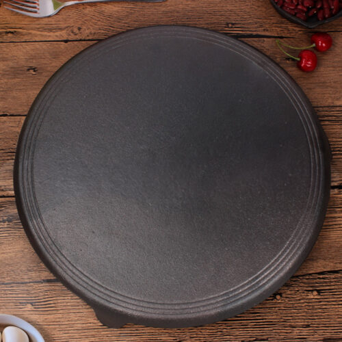 33CM Reversible Round Cast Iron Crepes Pan Baking Cookie Pancake Pizza Bakeware - Image 4