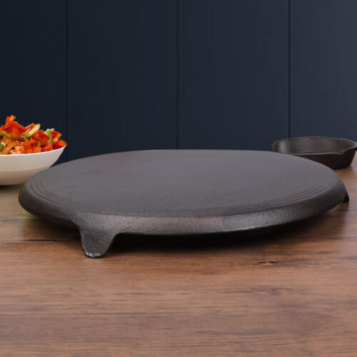33CM Reversible Round Cast Iron Crepes Pan Baking Cookie Pancake Pizza Bakeware - Image 5