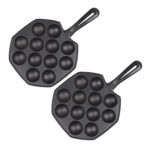 2x 18CM Cast Iron Takoyaki Fry Pan Octopus Balls Maker 12 Hole Cavities Grill Mold