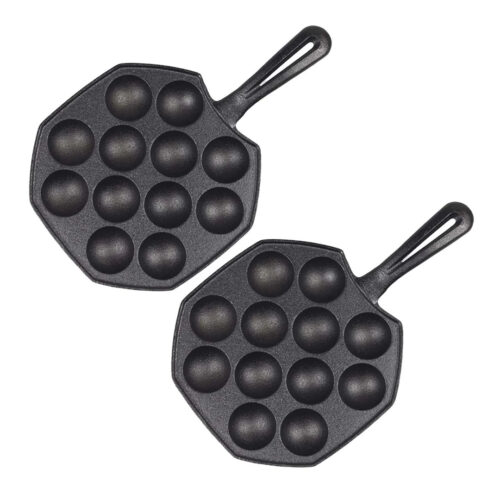 2x 18CM Cast Iron Takoyaki Fry Pan Octopus Balls Maker 12 Hole Cavities Grill Mold