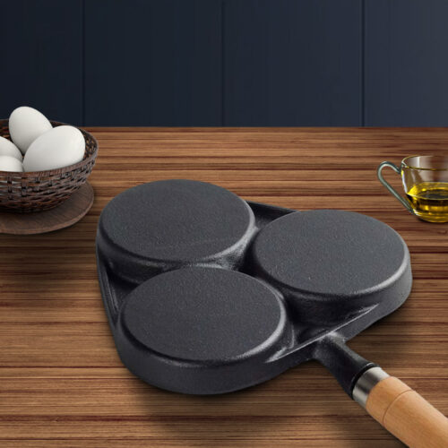 2x 3 Mold Cast Iron Breakfast Fried Egg Pancake Omelette Fry Pan - Image 4