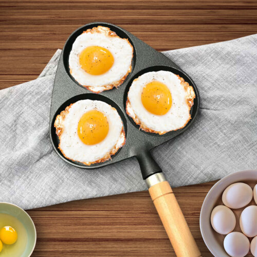 2x 3 Mold Cast Iron Breakfast Fried Egg Pancake Omelette Fry Pan - Image 8