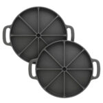 2x 21.5CM Round Cast Iron Baking Wedge Pan Cornbread Cake 8-Slice Baking Dish with Handle