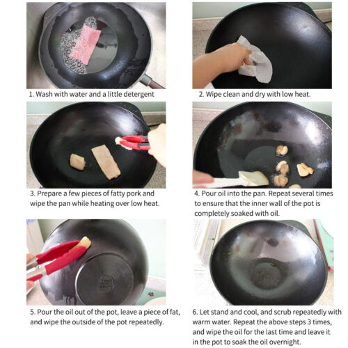 2x 25cm Round Ribbed Cast Iron Frying Pan Skillet Steak Sizzle Platter with Handle - Image 6