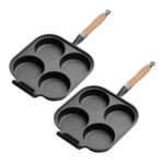 2x 4 Mold Cast Iron Breakfast Fried Egg Pancake Omelette Fry Pan