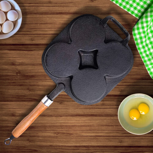 2x 4 Mold Cast Iron Breakfast Fried Egg Pancake Omelette Fry Pan - Image 3