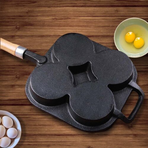 2x 4 Mold Cast Iron Breakfast Fried Egg Pancake Omelette Fry Pan - Image 4
