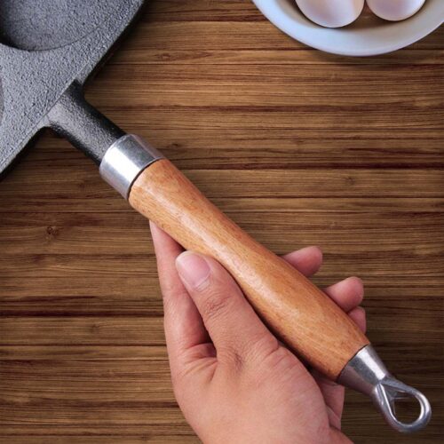 2x 4 Mold Cast Iron Breakfast Fried Egg Pancake Omelette Fry Pan - Image 5