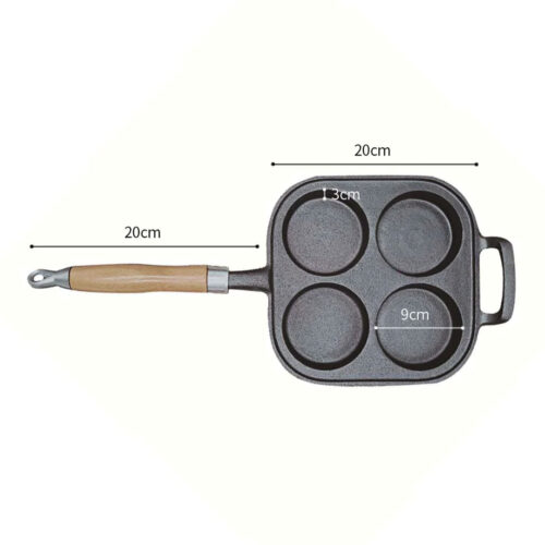 2x 4 Mold Cast Iron Breakfast Fried Egg Pancake Omelette Fry Pan - Image 7