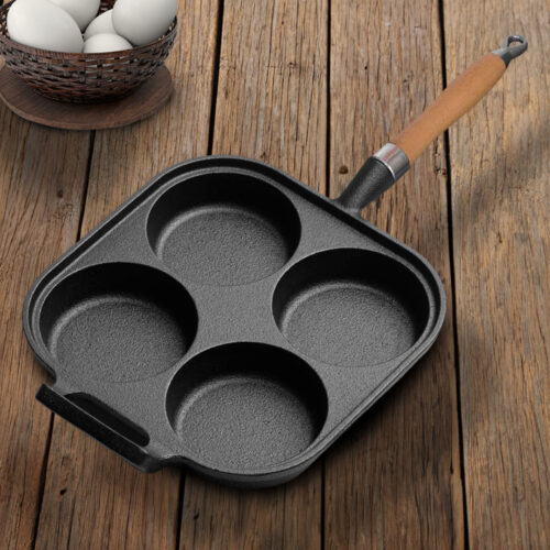 2x 4 Mold Cast Iron Breakfast Fried Egg Pancake Omelette Fry Pan - Image 8