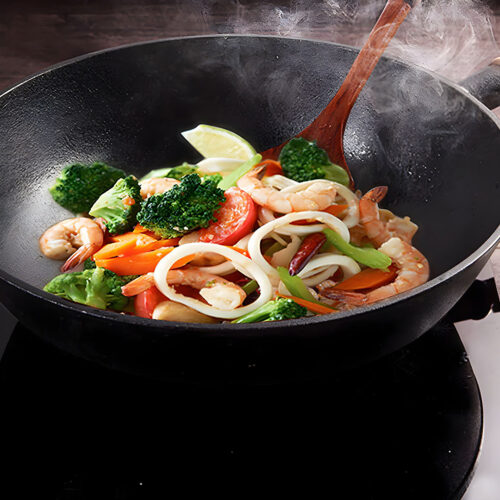 31cm Commercial Cast Iron Wok Round Bottom FryPan Home Cooking Skillet - Image 6