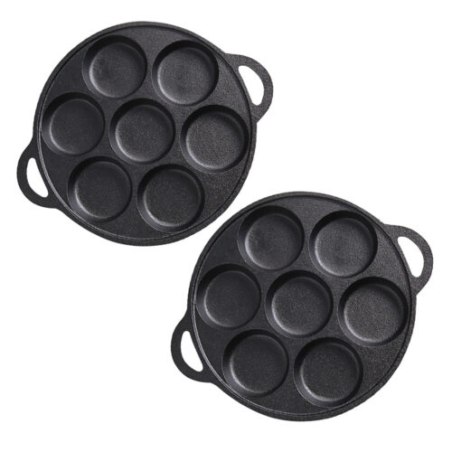 2x 31.5cm Cast Iron Takoyaki Fry Pan Octopus Balls Maker 7 Hole Cavities Grill Mold