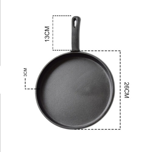2x 26cm Round Cast Iron Frying Pan Skillet Griddle Sizzle Platter - Image 6