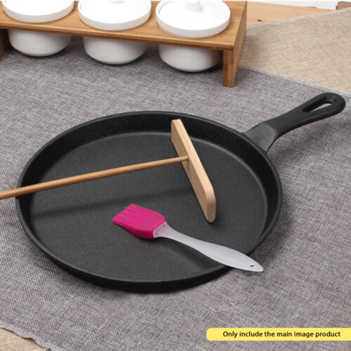 2x 26cm Round Cast Iron Frying Pan Skillet Griddle Sizzle Platter - Image 7