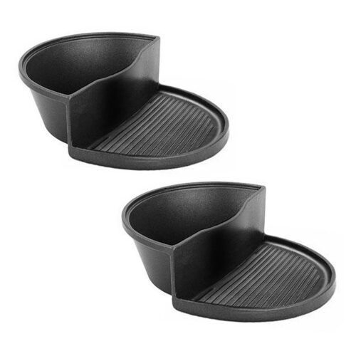 2x 2 in 1 Cast Iron Ribbed Fry Pan Skillet Griddle BBQ Steamboat Hot Pot