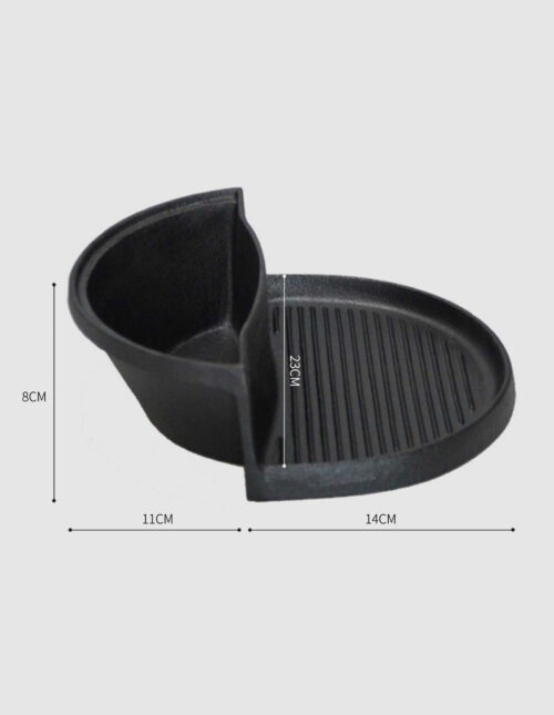 2x 2 in 1 Cast Iron Ribbed Fry Pan Skillet Griddle BBQ Steamboat Hot Pot - Image 4