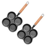 2x 4 Mold Multi-Portion Cast Iron Breakfast Fried Egg Pancake Omelet Fry Pan