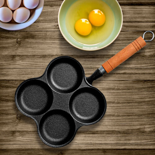 2x 4 Mold Multi-Portion Cast Iron Breakfast Fried Egg Pancake Omelet Fry Pan - Image 2