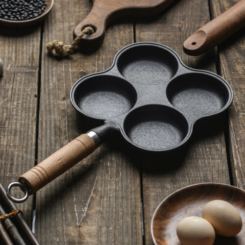 2x 4 Mold Multi-Portion Cast Iron Breakfast Fried Egg Pancake Omelet Fry Pan - Image 3