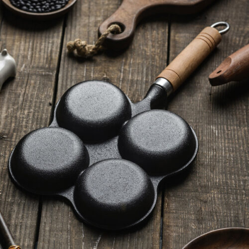 2x 4 Mold Multi-Portion Cast Iron Breakfast Fried Egg Pancake Omelet Fry Pan - Image 10