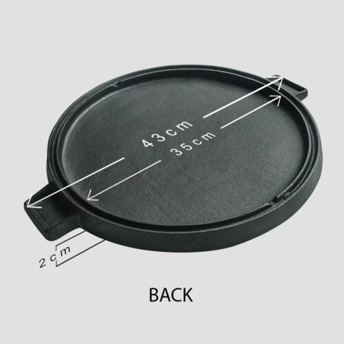 2x 43cm Round Ribbed Cast Iron Frying Pan Skillet Steak Sizzle Platter with Handle - Image 6