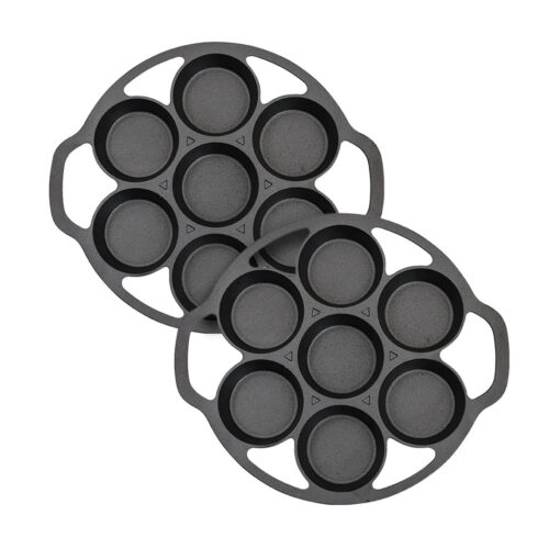 2x 32cm Cast Iron Takoyaki Fry Pan Octopus Balls Maker 7 Hole Cavities Grill Mold