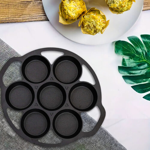 2x 32cm Cast Iron Takoyaki Fry Pan Octopus Balls Maker 7 Hole Cavities Grill Mold - Image 2