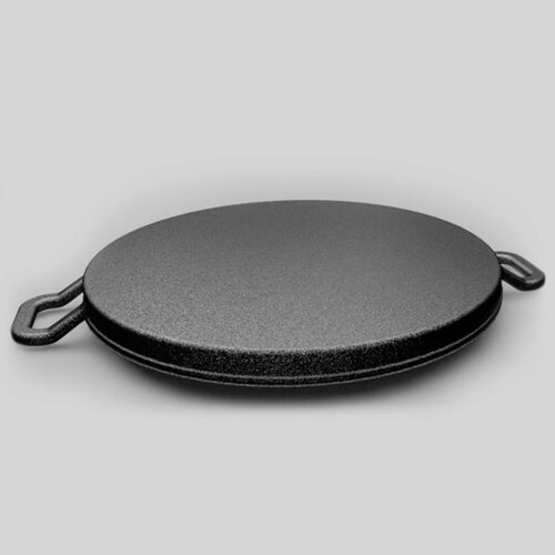 2x 30cm Ribbed Cast Iron Frying Pan Skillet Coating Steak Sizzle Platter - Image 3