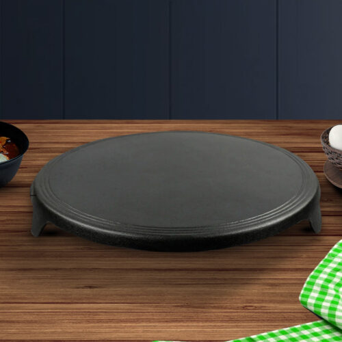 2x 33CM Reversible Round Cast Iron Induction Crepes Pan Baking Cookie Pancake Pizza Bakeware - Image 2