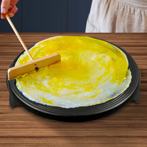 2x 33CM Reversible Round Cast Iron Induction Crepes Pan Baking Cookie Pancake Pizza Bakeware - Image 8