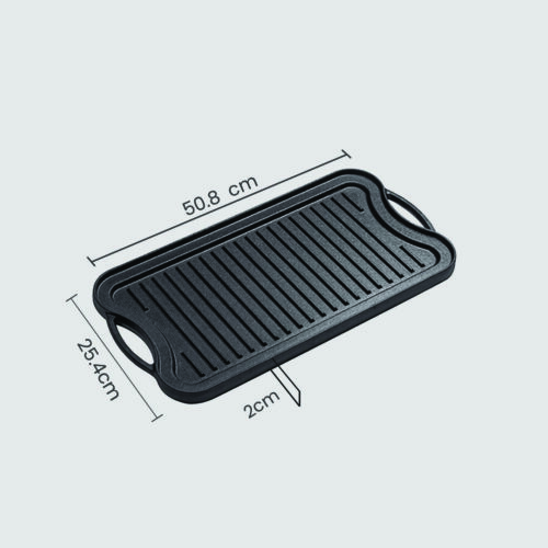 2x 50.8cm Cast Iron Ridged Griddle Hot Plate Grill Pan BBQ Stovetop - Image 4