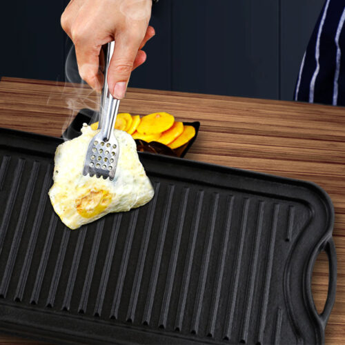 2x 50.8cm Cast Iron Ridged Griddle Hot Plate Grill Pan BBQ Stovetop - Image 5