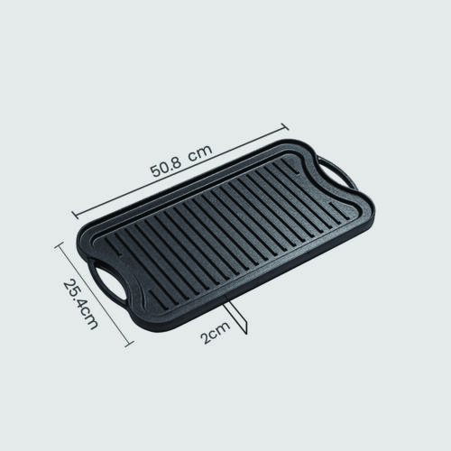 2x 50.8cm Cast Iron Ridged Griddle Hot Plate Grill Pan BBQ Stovetop - Image 7