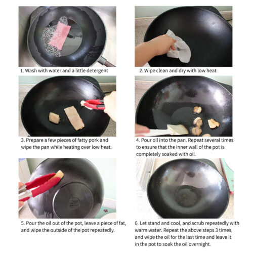 2x 32cm Commercial Cast Iron Wok FryPan Fry Pan with Double Handle - Image 9